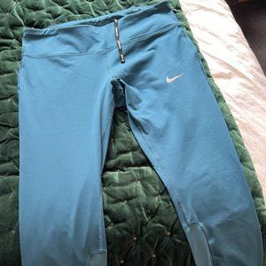 Nike DriFit Running Tights/Leggings - Aqua Blue, Size Large